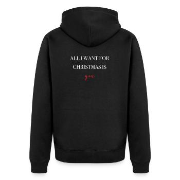 All I want for christmas is you Geschenk Idee weis - Unisex Premium Bio Zip Hoodie - Schwarz - Hinten - Nico (187cm)