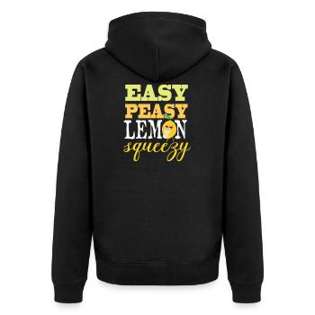Easy Peasy Lemon Squeezy - Unisex Premium Organic Zip Hoodie - black - Back - Nico (187cm)