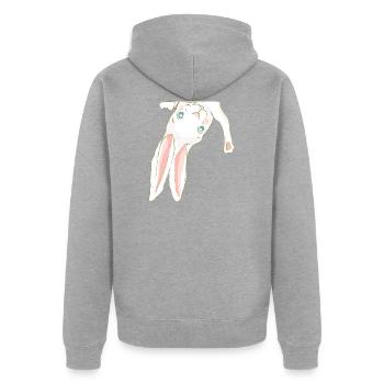 Rabbit - Unisex Premium Organic Zip Hoodie - heather grey - Back - Nico (187cm)