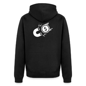 Magnet attracts money - Unisex Premium Organic Zip Hoodie - black - Back - Nico (187cm)