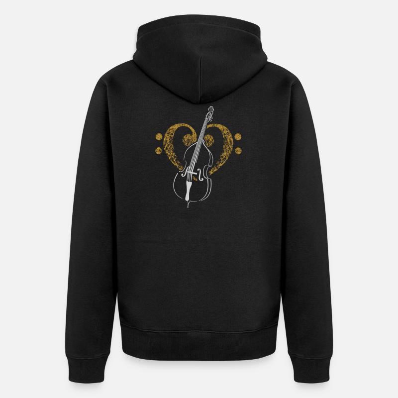 Contrebasse et clef basse - Veste à capuche bio Premium Unisexe - noir