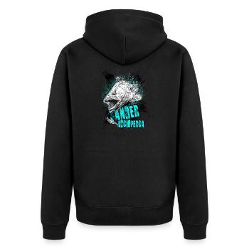 Zander - Unisex Premium Bio Zip Hoodie - Schwarz - Hinten - Nico (187cm)