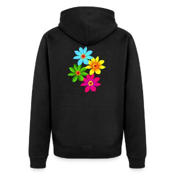 fleurs colorées, fleurs, bouquet coloré - Veste à capuche bio Premium Unisexe - noir - Dos - Nico (187cm)
