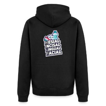 Zahnarzt Zahnarzthelfer Zahnmedizin Geschenk - Unisex Premium Bio Zip Hoodie - Schwarz - Hinten - Nico (187cm)