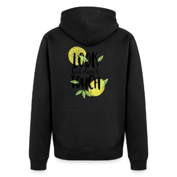 regarde mais ne touche pas - Veste à capuche bio Premium Unisexe - noir - Dos - Nico (187cm)