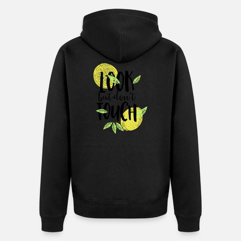 look but don't touch - Unisex Premium Bio Zip Hoodie - Schwarz