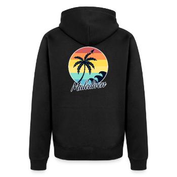 Malediven - Unisex Premium Bio Zip Hoodie - Schwarz - Hinten - Nico (187cm)