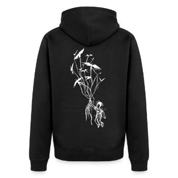 Kindertraum mit Raben - Unisex Premium Bio Zip Hoodie - Schwarz - Hinten - Nico (187cm)