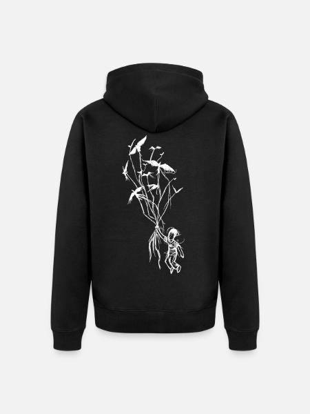 Children's dream with ravens - Unisex Premium Organic Zip Hoodie - black