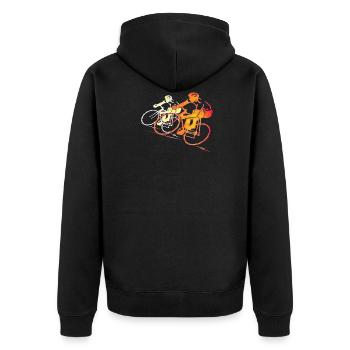 Rennrad Fahrrad Bike - Unisex Premium Bio Zip Hoodie - Schwarz - Hinten - Nico (187cm)