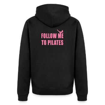 Pilates follow me to Pilates - Unisex Premium Bio Zip Hoodie - Schwarz - Hinten - Nico (187cm)