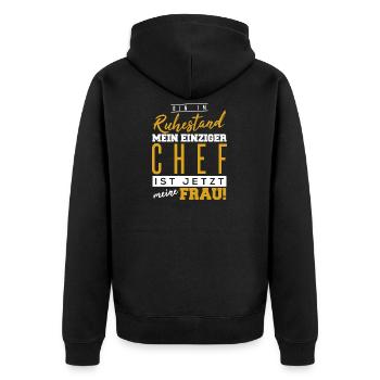 Herren Witziges Bin im Ruhestand T-Shirt I Rentner - Unisex Premium Bio Zip Hoodie - Schwarz - Hinten - Nico (187cm)