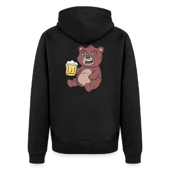 Bear with beer - Unisex Premium Organic Zip Hoodie - black - Back - Nico (187cm)