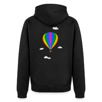 Montgolfière et nuages dans le ciel - Veste à capuche bio Premium Unisexe - noir - Dos - Nico (187cm)