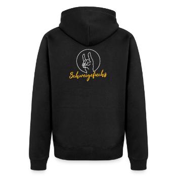 Schweigefuchs T-Shirt I Lehrer Pädagogik - Unisex Premium Bio Zip Hoodie - Schwarz - Hinten - Nico (187cm)