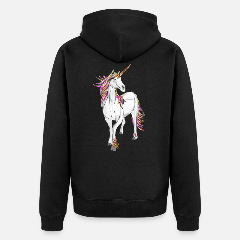 Pégase, cheval, cheval volant, cheval avec des ailes - Veste à capuche bio Premium Unisexe - noir