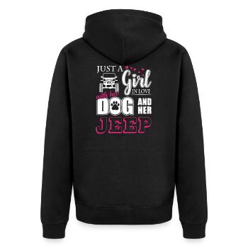 Just a Girl In Love With Her Dog and Her Jeeps - Unisex Premium Bio Zip Hoodie - Schwarz - Hinten - Nico (187cm)