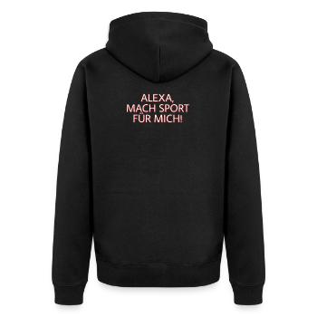 Alexa mach sport - Unisex Premium Bio Zip Hoodie - Schwarz - Hinten - Nico (187cm)