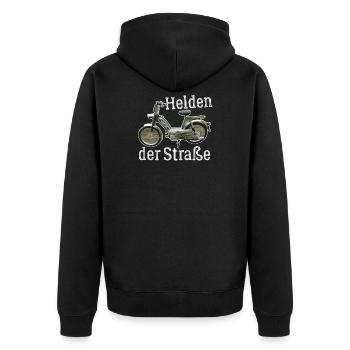 Helden Der Strasse Hercules Prima 5 T-Shirt - Unisex Premium Bio Zip Hoodie - Schwarz - Hinten - Nico (187cm)