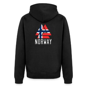 Norwegen Flagge T-Shirt I Wikinger Odin Norwegisch - Unisex Premium Bio Zip Hoodie - Schwarz - Hinten - Nico (187cm)