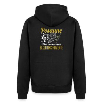 Musiker Posaune Shirt | Musikinstrument Geschenk - Unisex Premium Bio Zip Hoodie - Schwarz - Hinten - Nico (187cm)