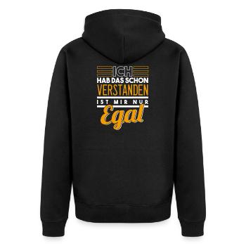 Ich Hab Das Schon Verstanden - Unisex Premium Bio Zip Hoodie - Schwarz - Hinten - Nico (187cm)