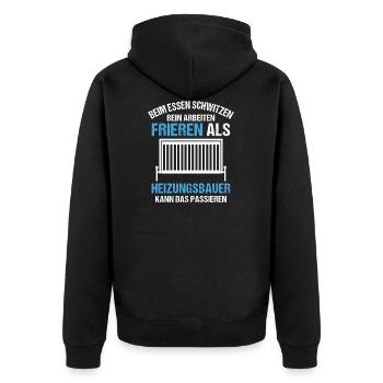 Heizungsbau Heizungsbauer Installateur Geschenk - Unisex Premium Bio Zip Hoodie - Schwarz - Hinten - Nico (187cm)