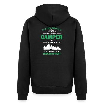 Camper Zelten Wohnwagen - Unisex Premium Bio Zip Hoodie - Schwarz - Hinten - Nico (187cm)