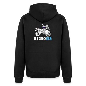 Speed R1250GS Tshirt Motorrad Biker geschenk - Unisex Premium Bio Zip Hoodie - Schwarz - Hinten - Nico (187cm)