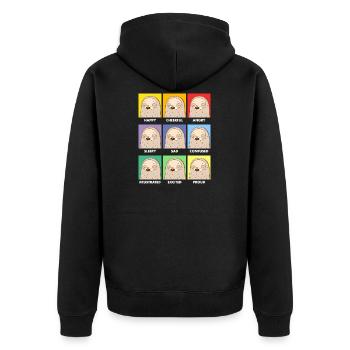 Lazy Faces COLORE DARK - Unisex Premium Organic Zip Hoodie - black - Back - Nico (187cm)