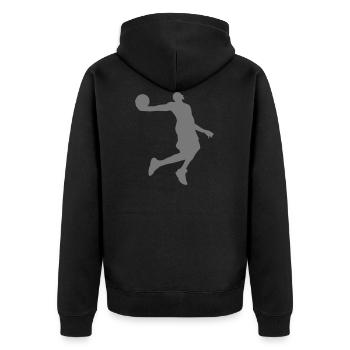 Basketball Sportler Sport Geschenke - Unisex Premium Bio Zip Hoodie - Schwarz - Hinten - Nico (187cm)