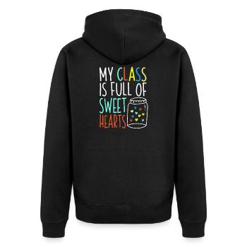Valentines Day Teacher Shirt - Unisex Premium Organic Zip Hoodie - black - Back - Nico (187cm)