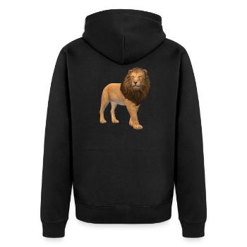 3D lion - Unisex Premium Organic Zip Hoodie - black - Back - Nico (187cm)