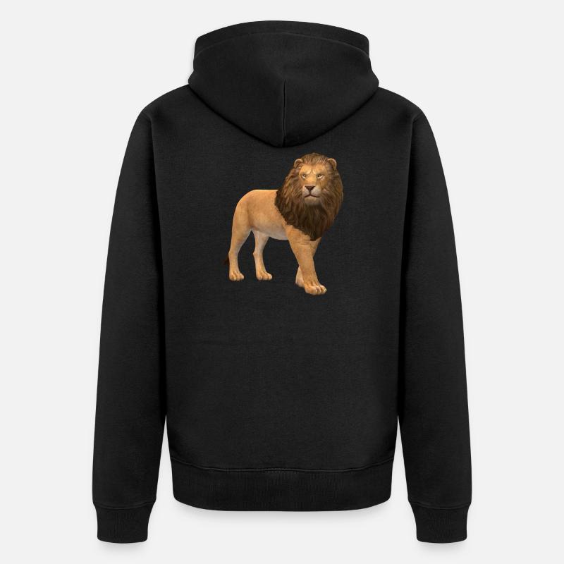 3D Löwe - Unisex Premium Bio Zip Hoodie - Schwarz
