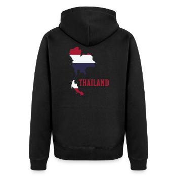 Thailand - Unisex Premium Bio Zip Hoodie - Schwarz - Hinten - Nico (187cm)