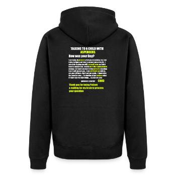 Aspergers Autism ADHD Shirt - Unisex Premium Organic Zip Hoodie - black - Back - Nico (187cm)
