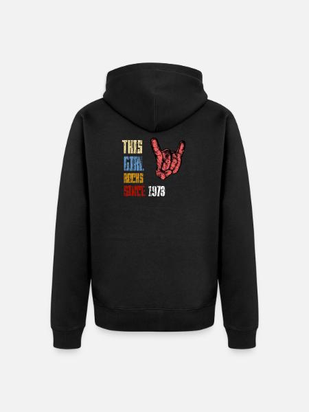 Rock seit 1973 / Frau / Geschenk - Unisex Premium Bio Zip Hoodie - Schwarz