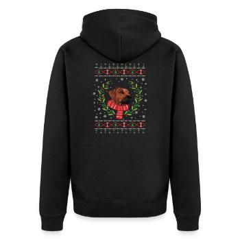 Pull de Noël laid Rhodesian Ridgeback - Veste à capuche bio Premium Unisexe - noir - Dos - Nico (187cm)