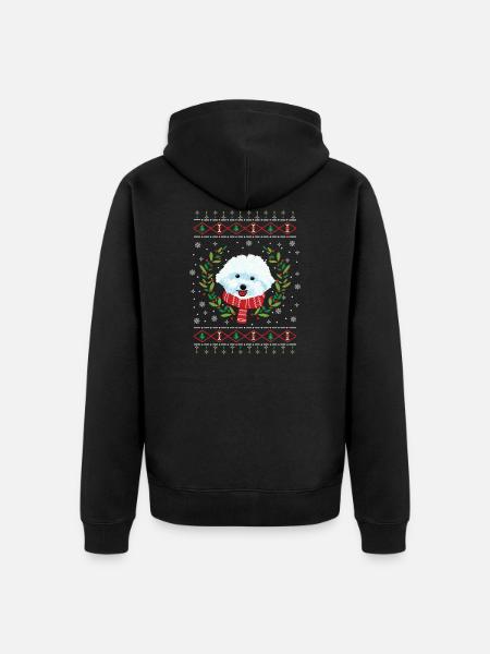 Bichon Frisé hässlicher Weihnachtspullover - Unisex Premium Bio Zip Hoodie - Schwarz