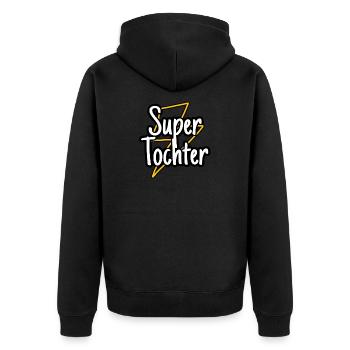 Super Tochter - Unisex Premium Bio Zip Hoodie - Schwarz - Hinten - Nico (187cm)