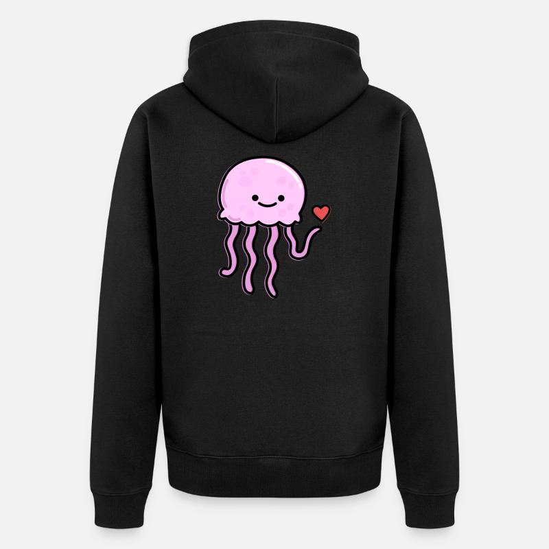 Méduse mignonne - Veste à capuche bio Premium Unisexe - noir