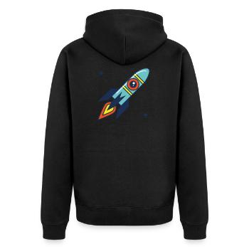 rocket - Unisex Premium Organic Zip Hoodie - black - Back - Nico (187cm)
