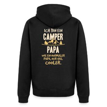 Camper Papa Geschenk - Unisex Premium Bio Zip Hoodie - Schwarz - Hinten - Nico (187cm)