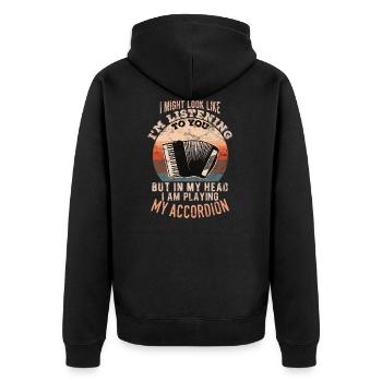 In my head I am playing my Accordion - Unisex Premium Bio Zip Hoodie - Schwarz - Hinten - Nico (187cm)