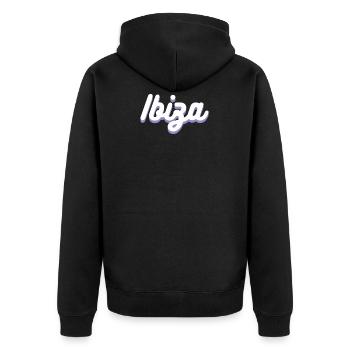 Ibiza - Unisex Premium Bio Zip Hoodie - Schwarz - Hinten - Nico (187cm)