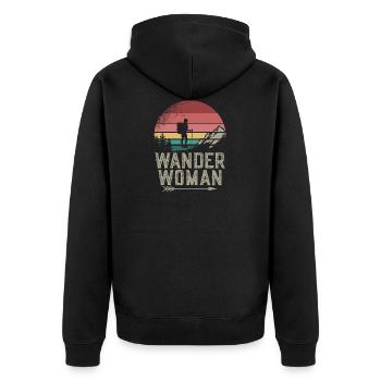 Wander Woman - Unisex Premium Bio Zip Hoodie - Schwarz - Hinten - Nico (187cm)
