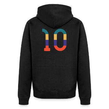 Die Zahl 10 - Unisex Premium Bio Zip Hoodie - Schwarz - Hinten - Nico (187cm)