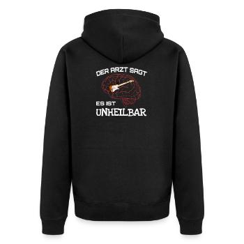 Unheilbar E-Gitarre - Unisex Premium Bio Zip Hoodie - Schwarz - Hinten - Nico (187cm)