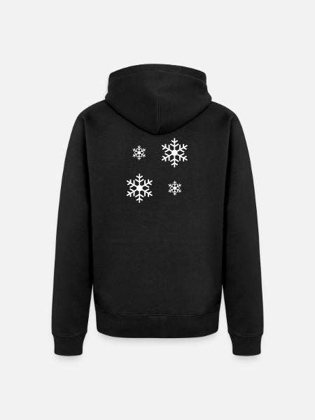 White snowflake / white snowflake - Unisex Premium Organic Zip Hoodie - black