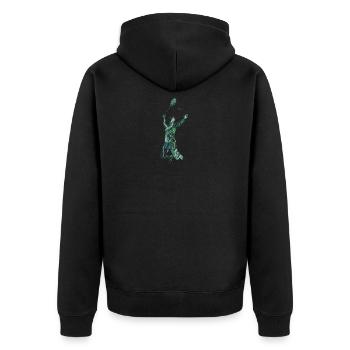 Badminton - Unisex Premium Bio Zip Hoodie - Schwarz - Hinten - Nico (187cm)